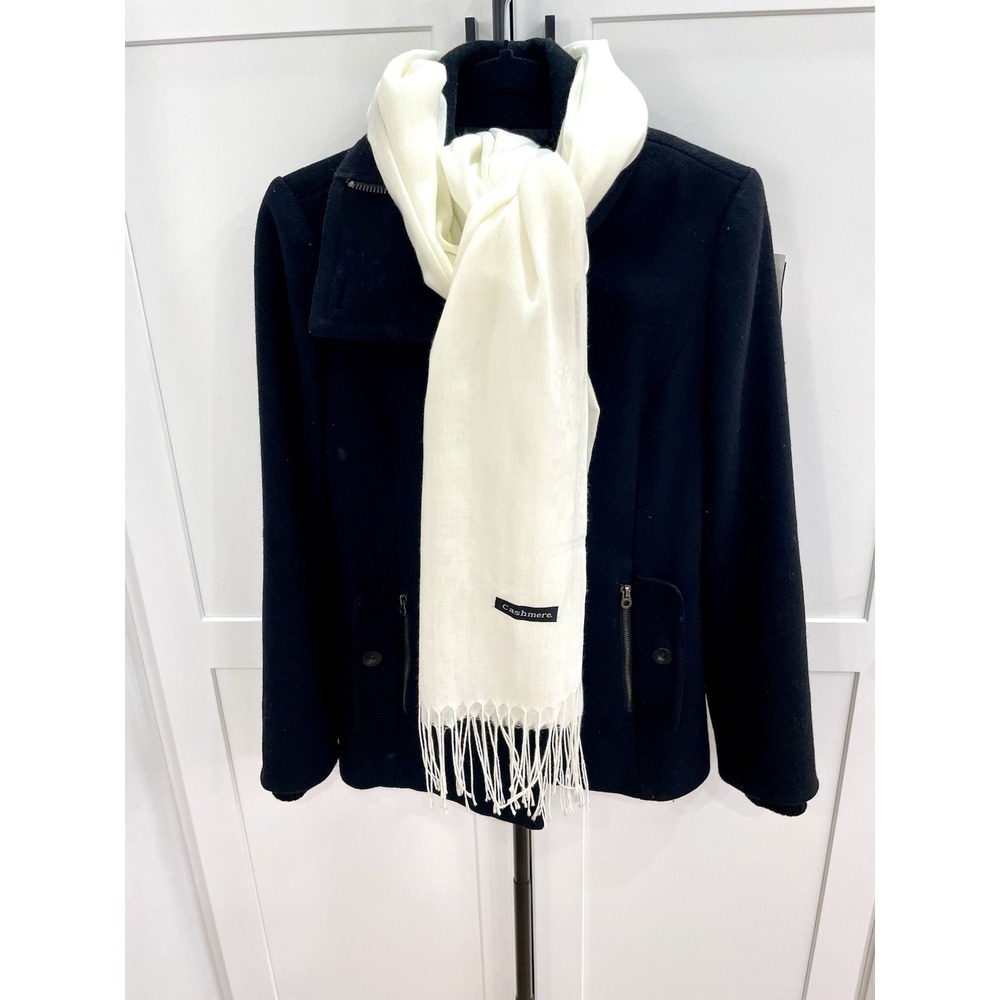 Ultra Soft Ivory Cashmere Fringe Scarf - Solid Lightweight Wrap Small Runs